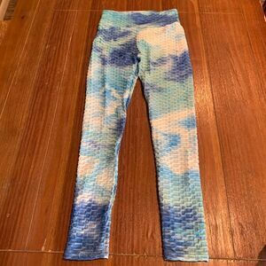 Beelu Athletic Tye Die Textured Athletic High Waist Leggings Ruched Butt Lift M